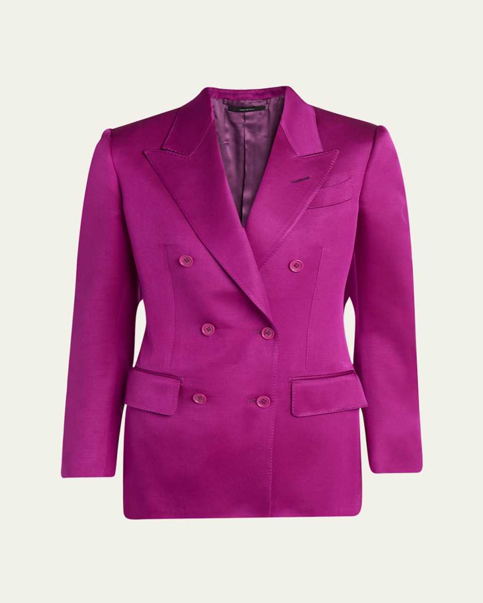 Silk-Wool Twill Double-Breasted Jacket